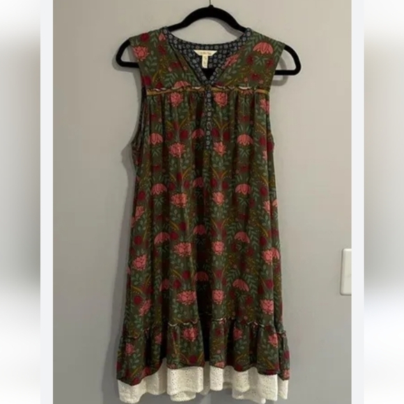 Matilda Jane Dresses & Skirts - Matilda Jane Women's Breaking New Ground Shift Dress Floral Ruffle  Sleeveless S